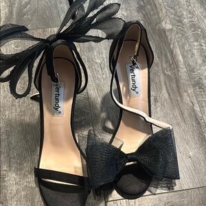 Elegant Black Heels with Bow and Ankle Strap